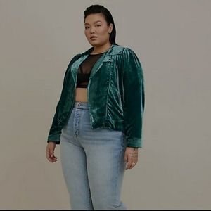 Teal Velvet moto jacket